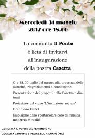 Inaugurazione nuova “Casetta” della comunità Il Ponte