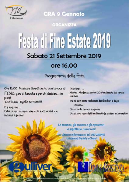 FESTA DI FINE ESTATE 2019 – CRA 9 Gennaio