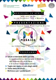 Presentazione della nuova sede del Centro Socio Riabilitativo Diurno “MOSAICO”