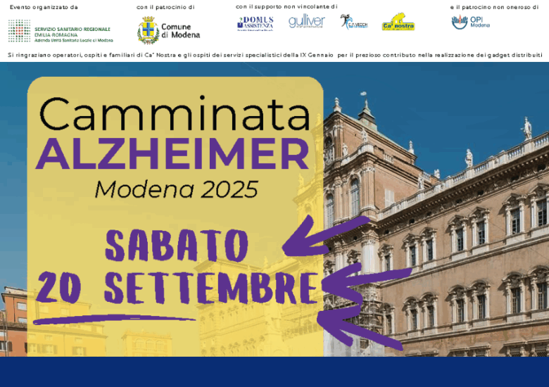 Sabato 20 settembre: camminata “Non dimenticarti di chi si dimentica!” – Settimana Alzheimer Modena 2025