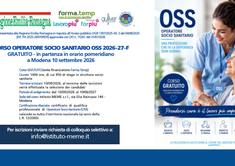 Corso OSS Gratuito 2026/2027 a Modena: al via le iscrizioni per la qualifica professionale