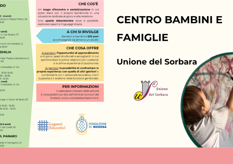 Centri Bambini e Famiglie dell’Unione del Sorbara: ripartono servizi e laboratori per i più piccoli a settembre 2026
